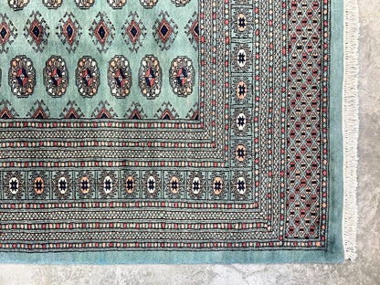 9'2"x12'2" Hand-Knotted 100% Wool Pile Bokhara Design Carpet - Area Rug