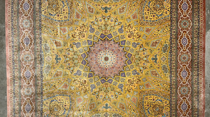 9'8"x12'11" Exquisite Signed Hand-Knotted 100% Silk Qume Rug