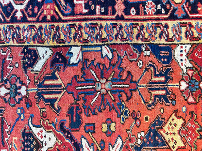 Collector Item - 8'6"x11'4" Antique Fine Wool Herize Hand-Knotted Rug