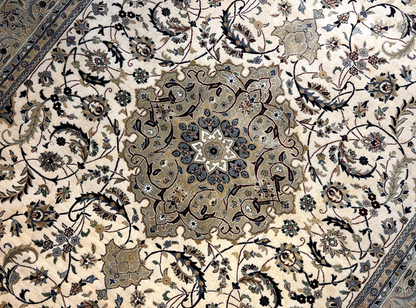 8'1"x12'1" Very Fine Hand-Knotted 100% Wool India Naine Rug - Area Carpet