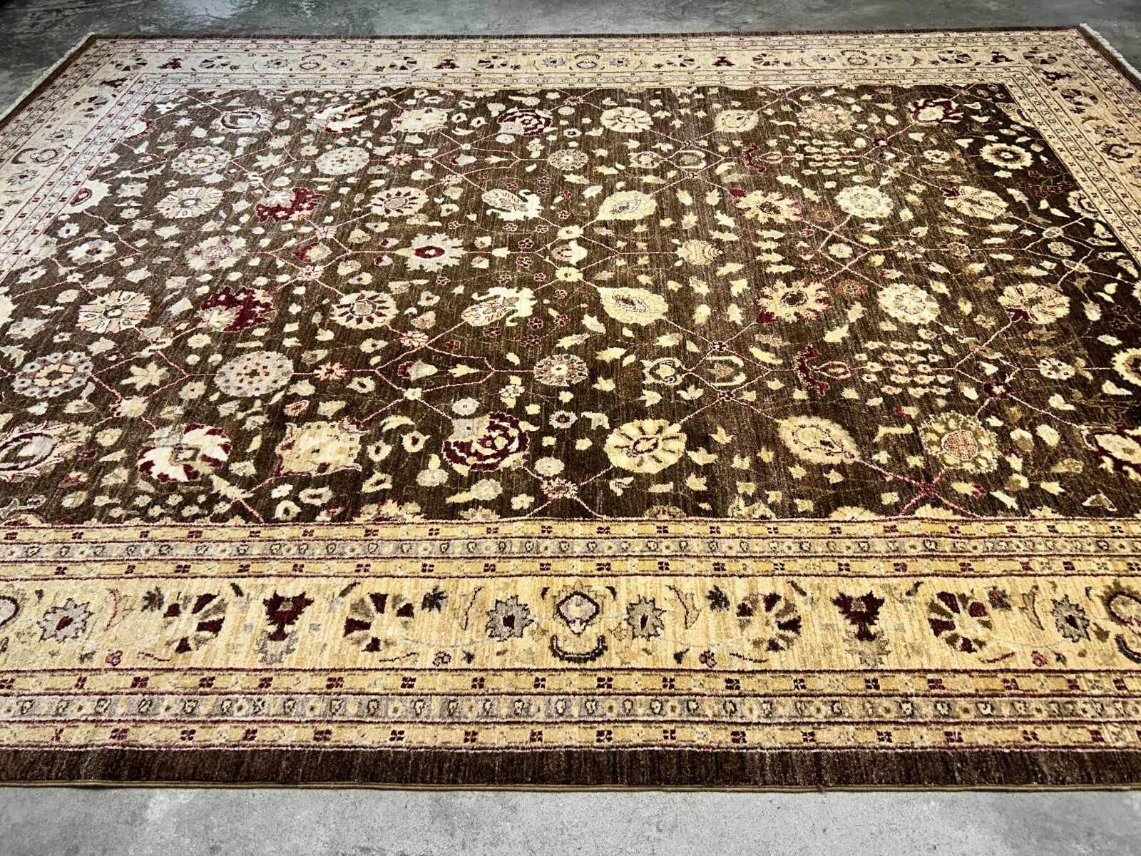 9'3"x12' Hand-Knotted 100% Wool Pile Agra Design Carpet - Area Rug