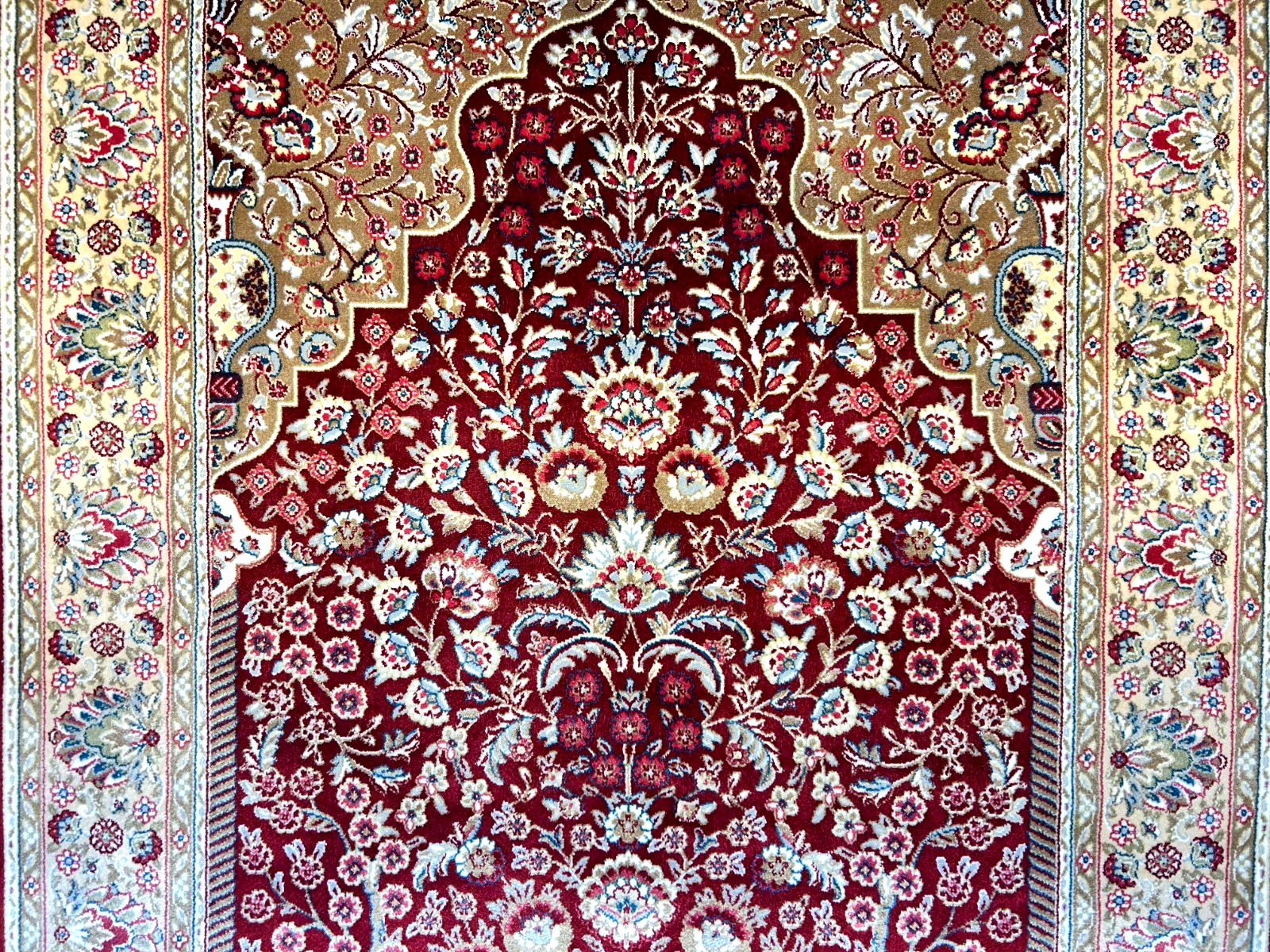 2'8"x4'1" Hand-Knotted 100% Silk Persiane Style Prayer Rug