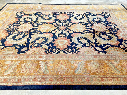 9' x 12' Hand-Knotted 100% Wool Carpet - Indian Agra Area Rug