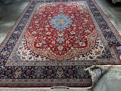 8'10"x12'4" Extra Fine Hand-Knotted Wool & Silk Isfahane Zolfaghari Rug