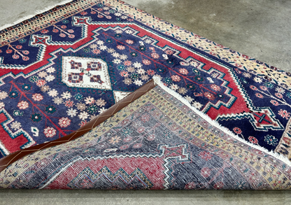 4'3"x5'6" Antique Hand-Knotted 100% Wool Pile Hamadane Rug