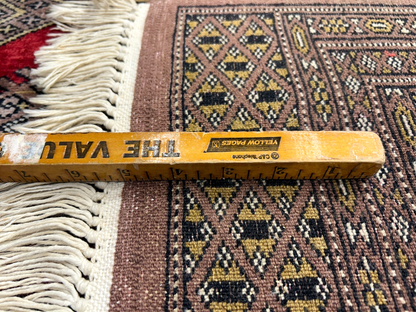 4'2"x6'4" Hand-Knotted 100% Wool Pile Bokhara Area Rug - Carpet