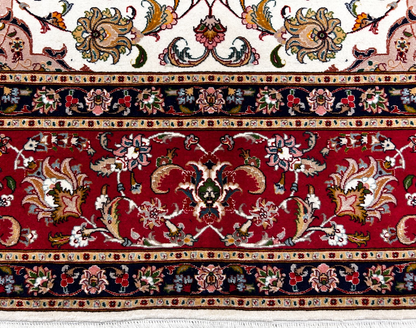 8'3"x11'7'' Very Fine Hand-Knotted Silk & Wool Tabrize Area Rug - Area Carpet