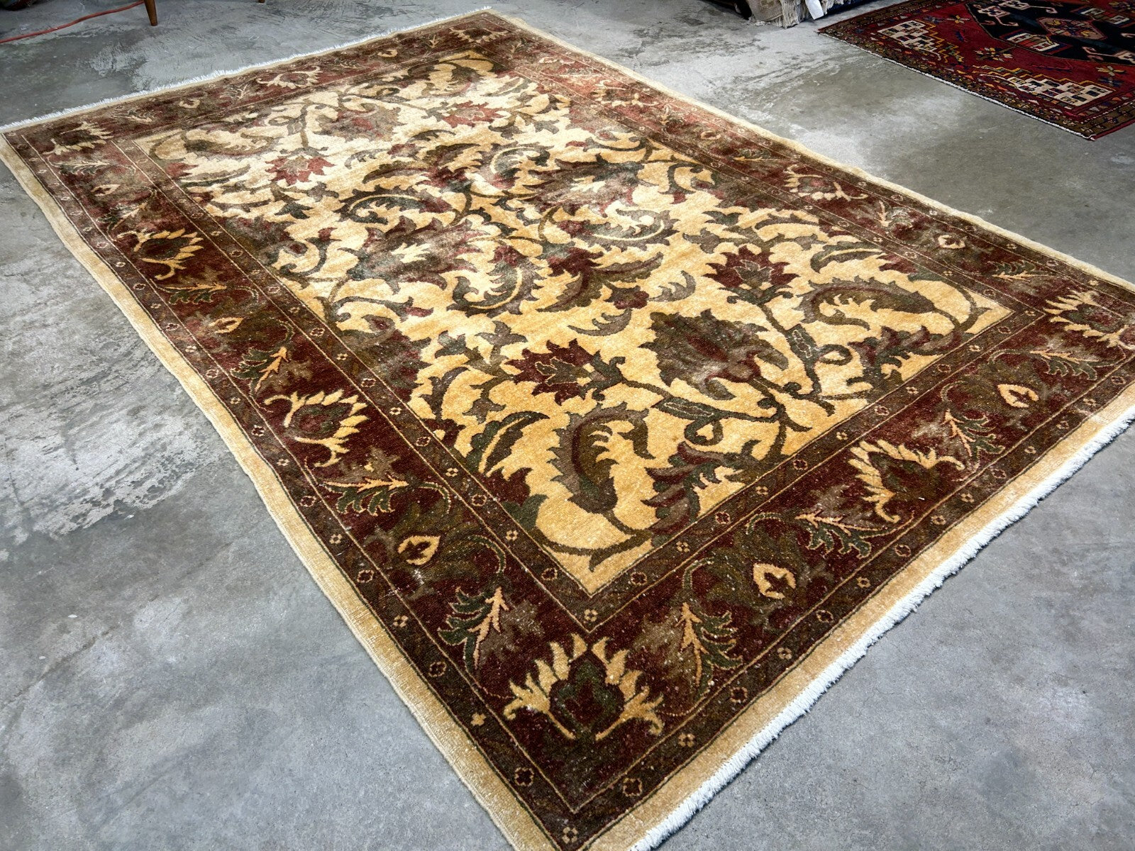 6'6"x9'6'' Hand-Knotted Indian Wool Pile Handmade Area Rug - Carpet