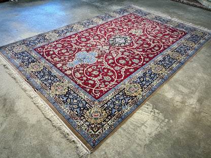 6'10"x10'4"Extra Fine Hand-Knotted Wool & Silk Isfahane Rug - Area Carpet