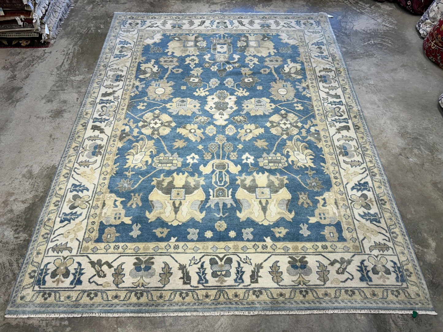9'1"x12'2" Hand-Knotted 100% Wool Pile Oushak Rug