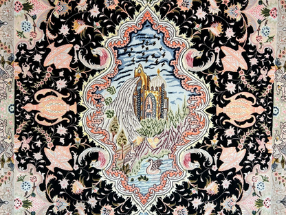 6'8"x10'3" Very-Fine Hand-Knotted Wool & Silk Blend Tabrize Carpet - Area Rug