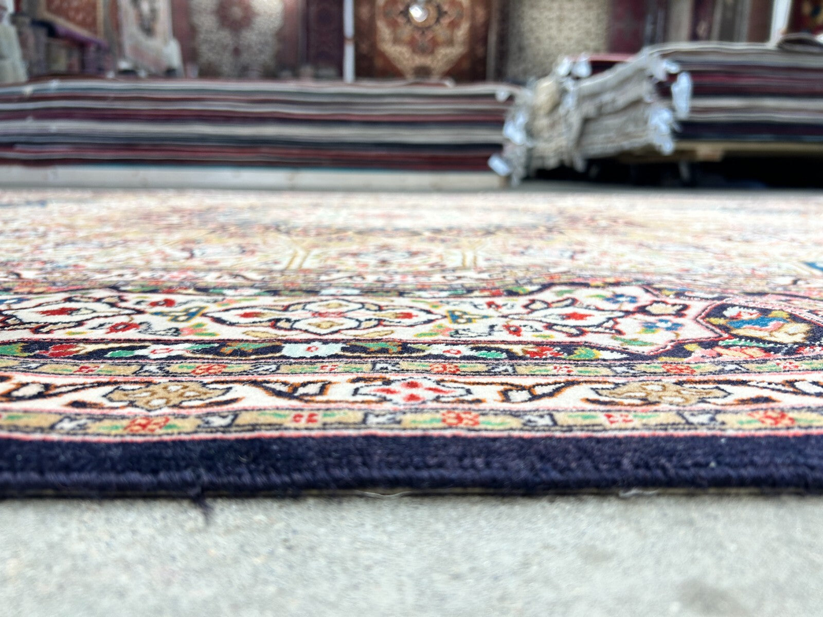 6'7"x10'2" Fine Hand-Knotted Wool & Silk Tabrize Dome Design Rug - Area Carpet