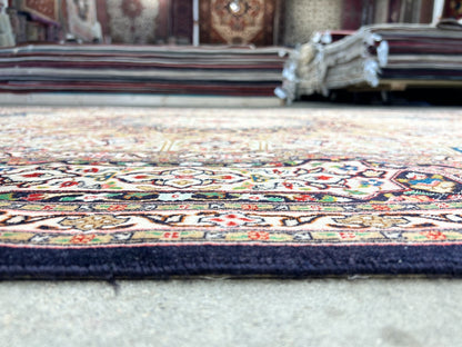 6'7"x10'2" Fine Hand-Knotted Wool & Silk Tabrize Dome Design Rug - Area Carpet