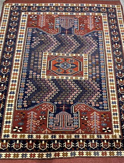 4'8'' x 5'10" Hand-Knotted 100% Wool Pile Balouchi Area Rug