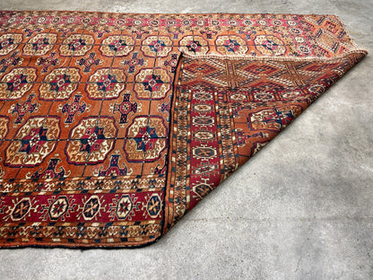 3'10"x6' Antique Hand-Knotted 100% Wool Pile Turkman Bokhara Rug