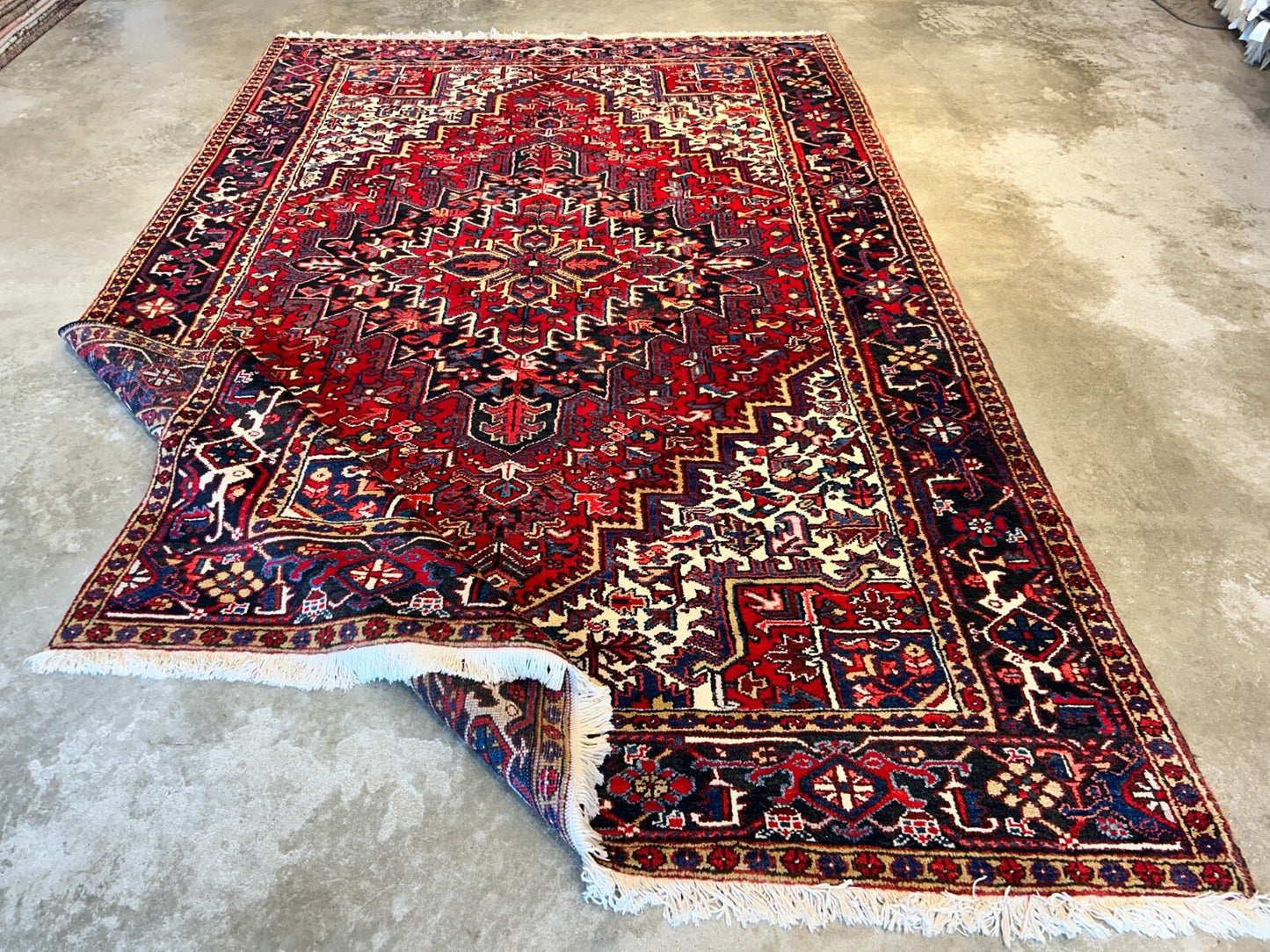 7'8"x11'5" Hand-Knotted 100% Wool Pile Herize Rug