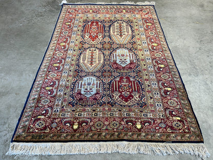 3'x4'5" Exquisite Fine Hand-Knotted 100% Silk Hereke Area Rug