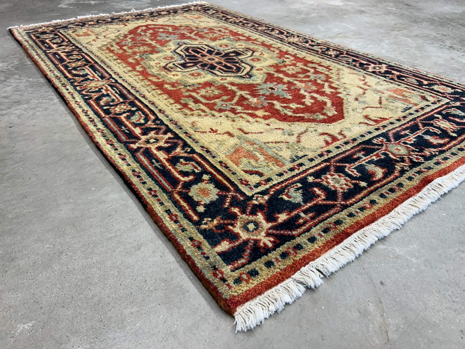 3’x5’ Hand-Knotted 100% Wool Indoserapi Area Rug - Carpet