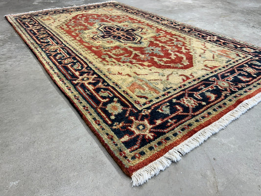 3’x5’ Hand-Knotted 100% Wool Indoserapi Area Rug - Carpet