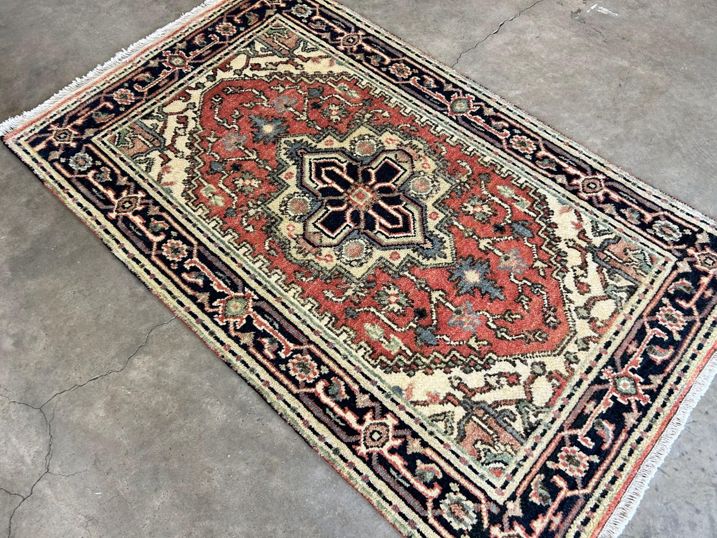 3'x5' Hand-Knotted 100% Wool Pile IndoSerapi Rug