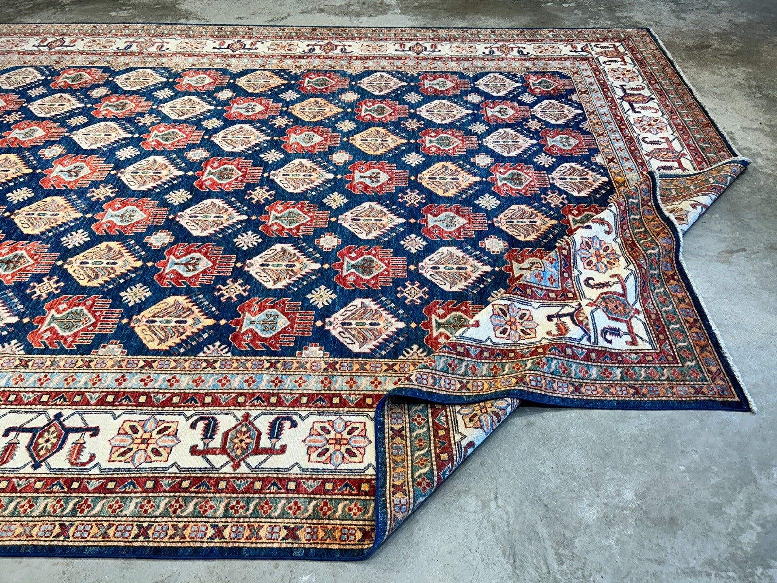 8'9"x11'11" Hand-Knotted 100% Wool Pile Kazak Design Carpet - Area Rug