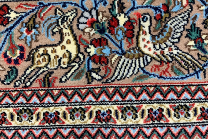 3'5"x4'9'' Very Fine Hand-Knotted 100% Wool Pile Qume Prayer Rug