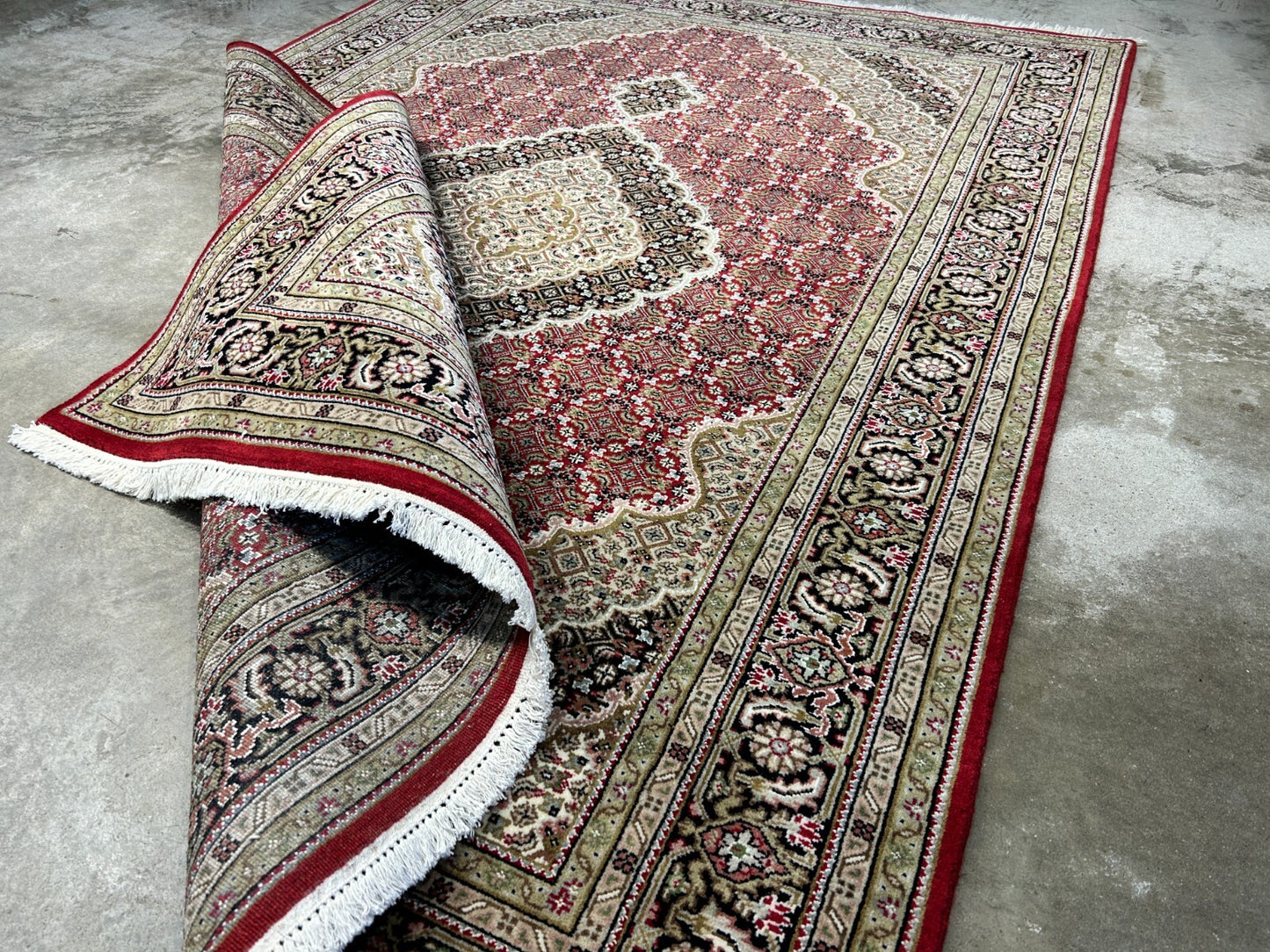 6'1"x8'9" Hand-Knotted 100% Wool Pile Tabrize Design Carpet - Area Rug