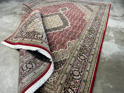 6'1"x8'9" Hand-Knotted 100% Wool Pile Tabrize Design Carpet - Area Rug