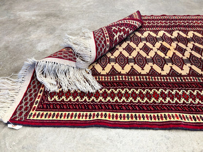 2'10"x4'2" Hand-Knotted 100% Wool Pile Bokhara Rug