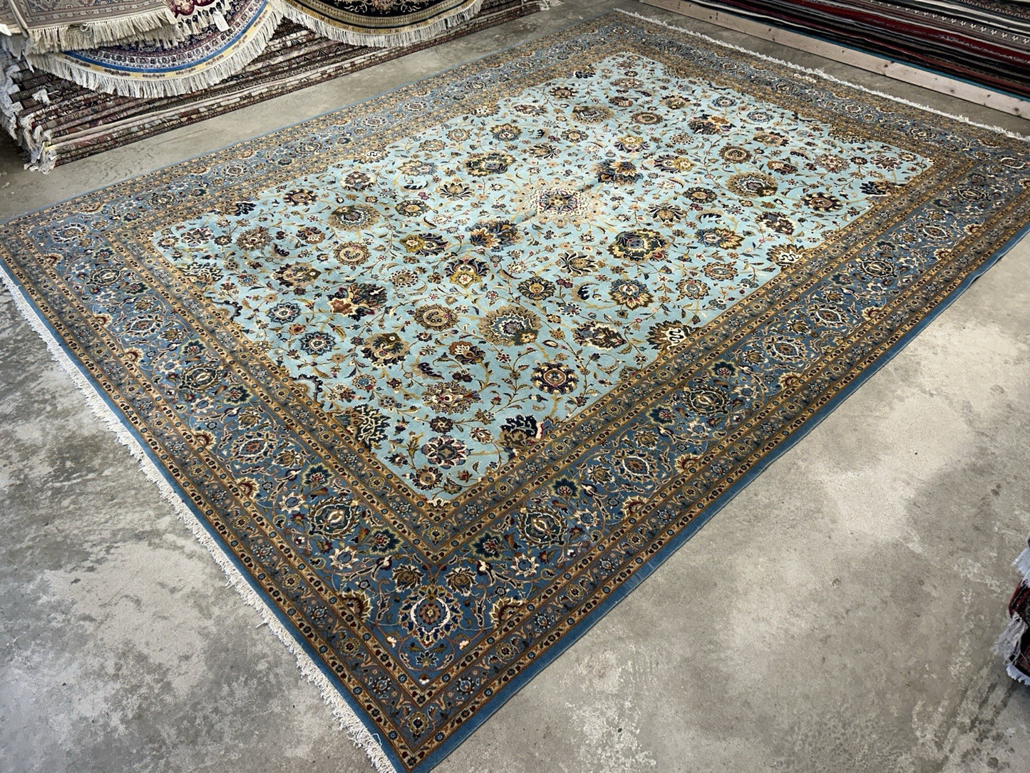 10’8”x14’2” Very Fine Hand-Knotted 100% Wool Pile Kashane Area Rug - Signed