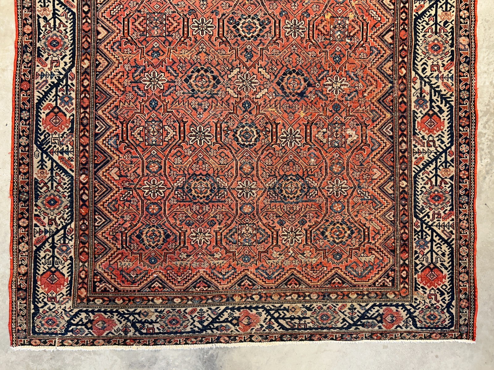 5'1"x6'1" Antique Hand-Knotted 100% Wool Pile Sennehe Area Rug - Carpet