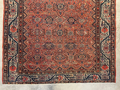5'1"x6'1" Antique Hand-Knotted 100% Wool Pile Sennehe Area Rug - Carpet