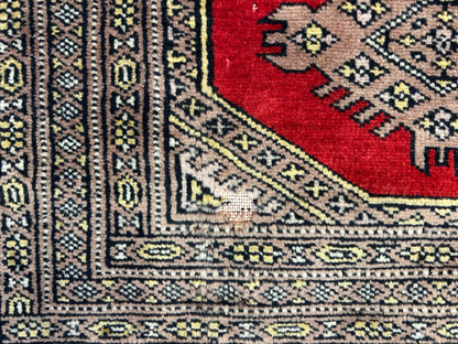 4'2"x6'4" Hand-Knotted 100% Wool Pile Bokhara Area Rug - Carpet