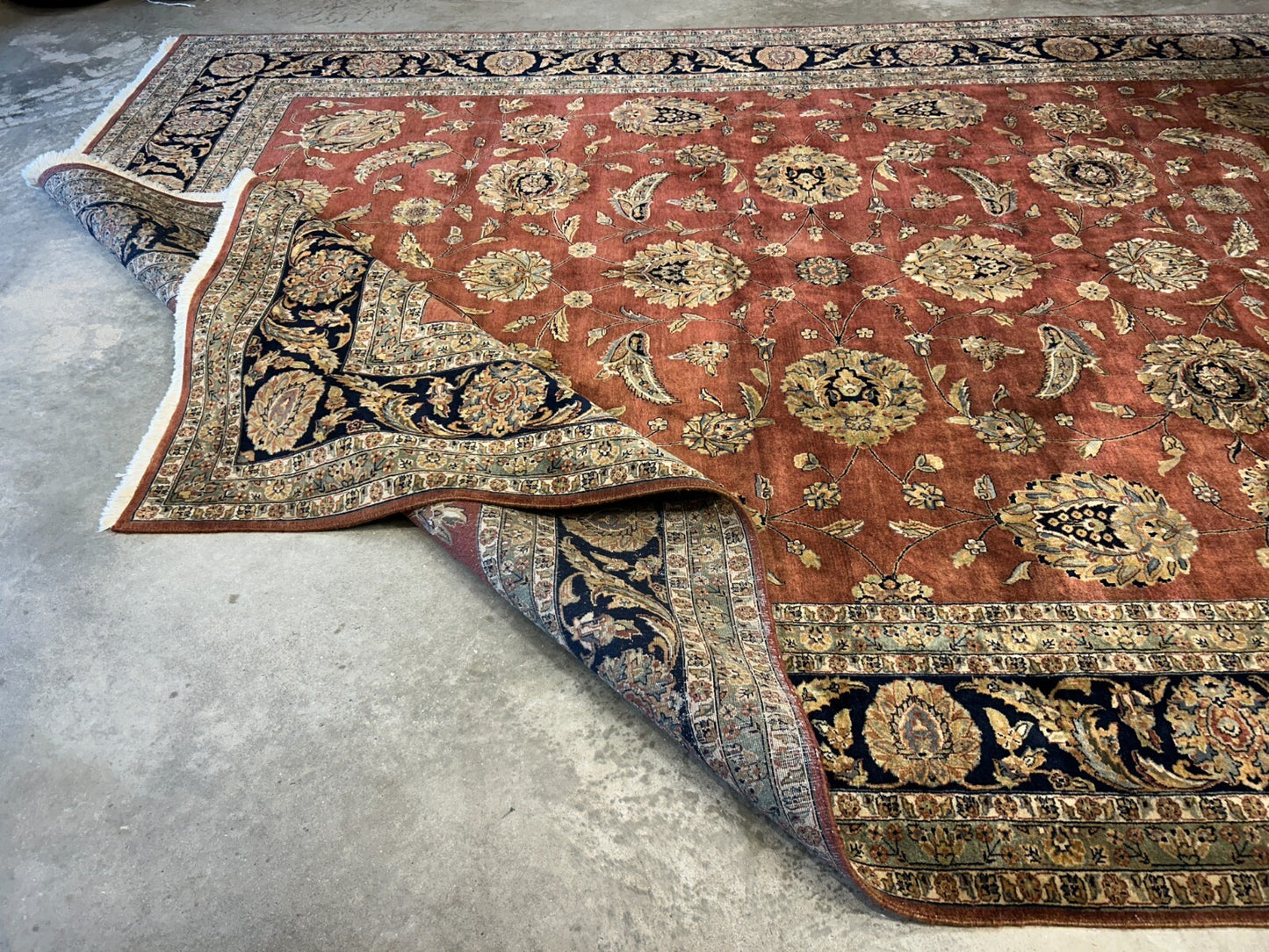 8'10"x12'3" Hand-Knotted 100% Wool Pile Indian Rug