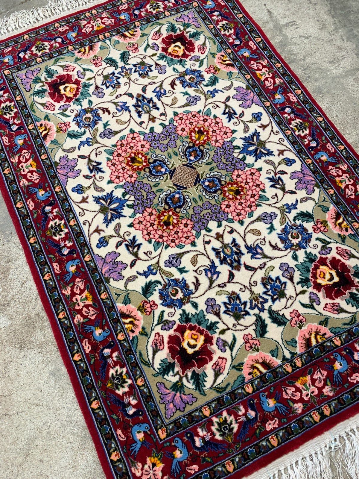 2'3"x3'6" Extra-Fine Hand-Knotted Wool & Silk Isfahane Rug