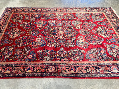 3'3"x4'11" Antique Hand-Knotted 100% Wool Pile Sarouke Rug