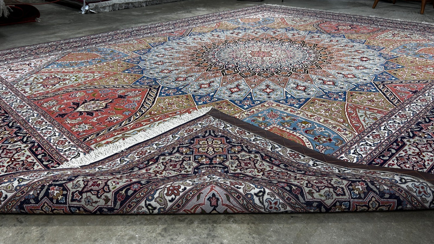 8'3"x10'5" Very Fine Hand-Knotted Wool & Silk Tabrize Rug