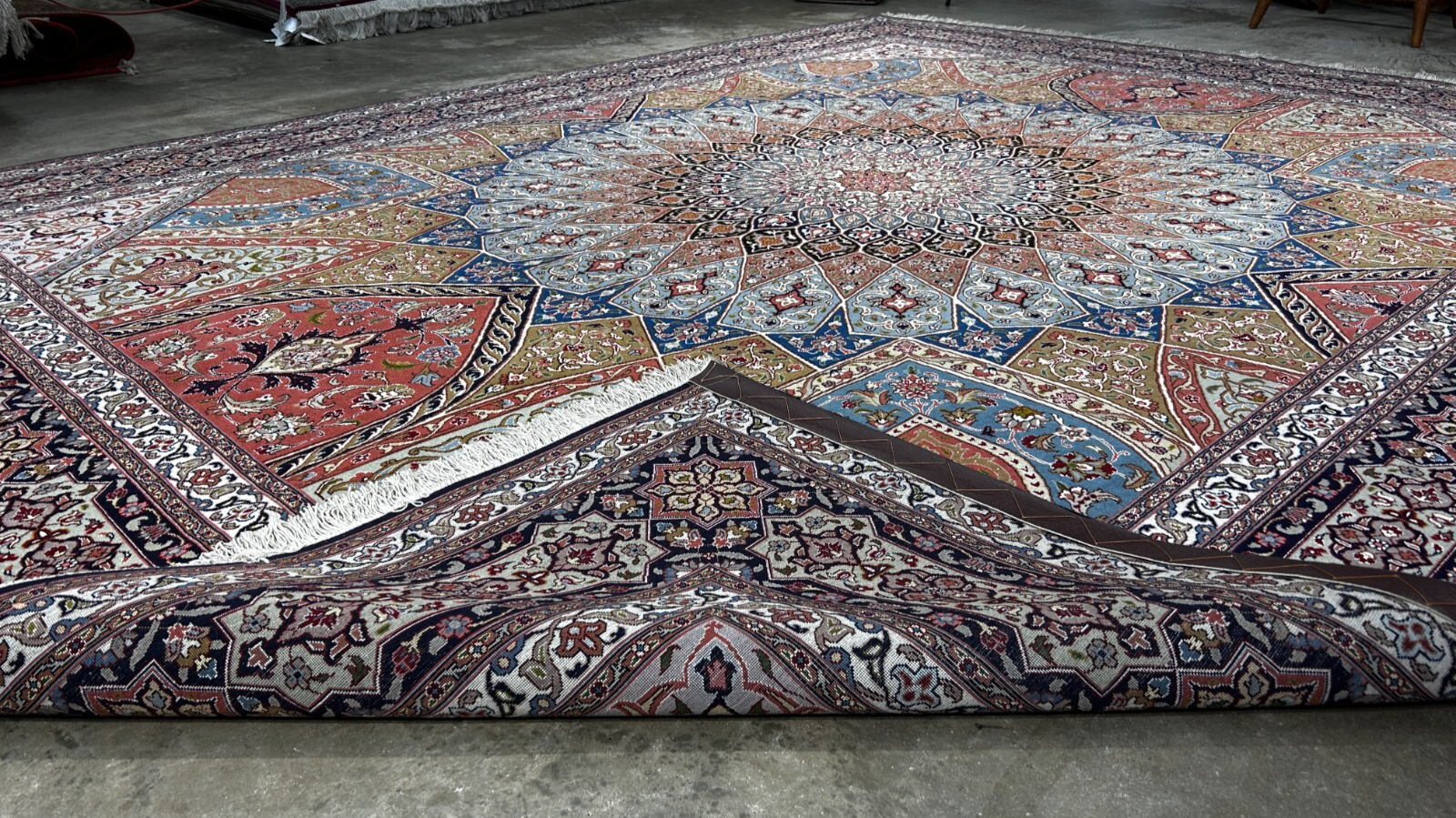 8'3"x10'5" Very Fine Hand-Knotted Wool & Silk Tabrize Rug