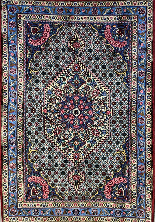 3'5"x5'2" Hand-Knotted 100% Wool Pile Persiane Bakhtiarie Rug
