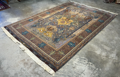 Exquisite 5'10"x8'3" Hand-Knotted Wool & Silk Blend Tabrize Carpet - Area Rug