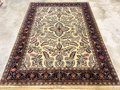 8'8"x11'8" Hand-Knotted 100% Lamb Wool Sarouke Design Carpet - Area Rug