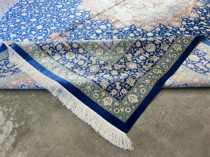 10'1"x13'1" Exquisite Signed Hand-Knotted 100% Silk Qume Rug