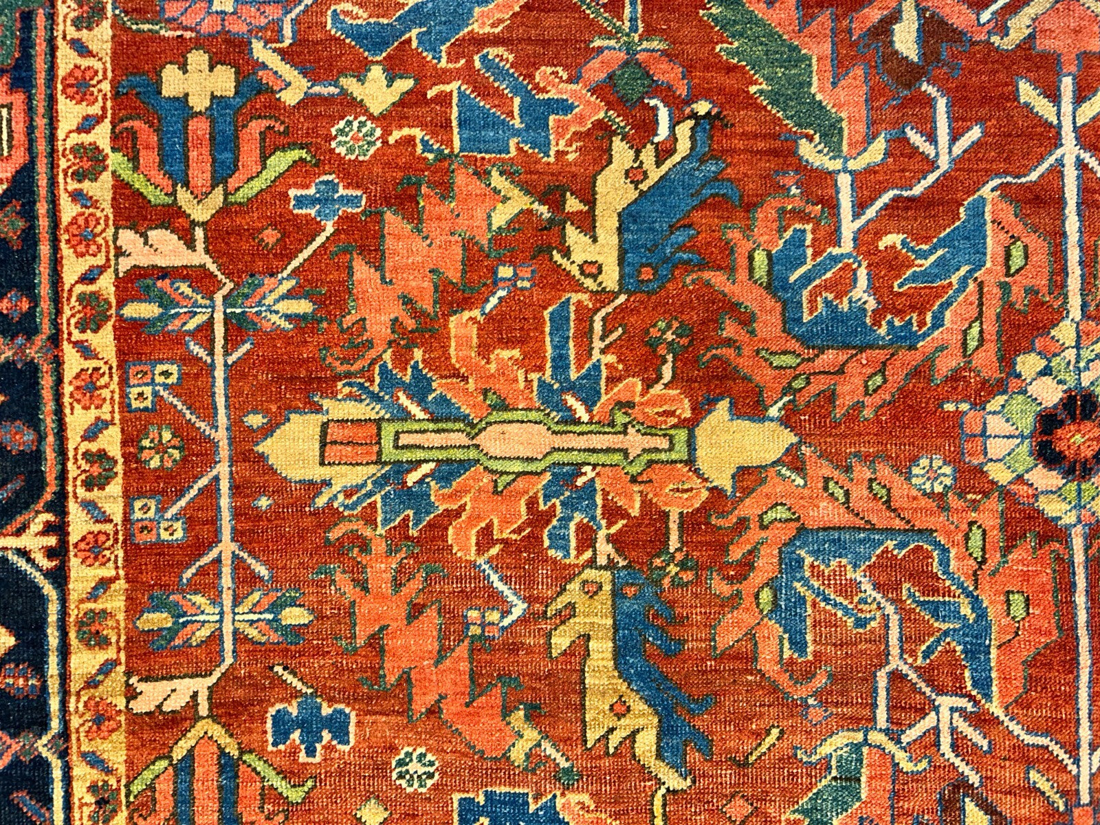 Collector Item - 9'x12'4" Antique Fine Wool Herize Serapy Hand-Knotted Rug