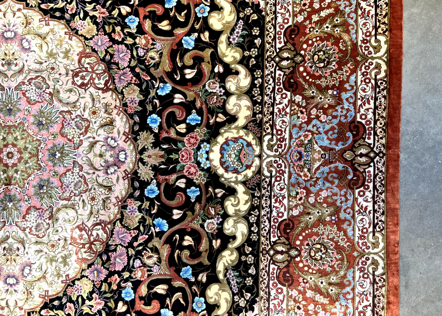 6'6"x9'6" Exquisite Extra-Fine Hand-Knotted 100% Silk Qume Carpet - Area Rug
