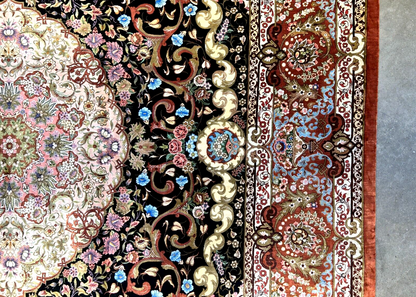 6'6"x9'6" Exquisite Extra-Fine Hand-Knotted 100% Silk Qume Carpet - Area Rug