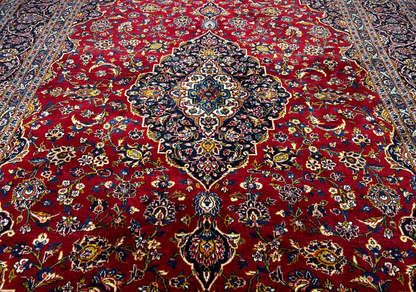 8'4"x12' Hand-Knotted 100% Wool Pile Kashane Area Rug - Signed