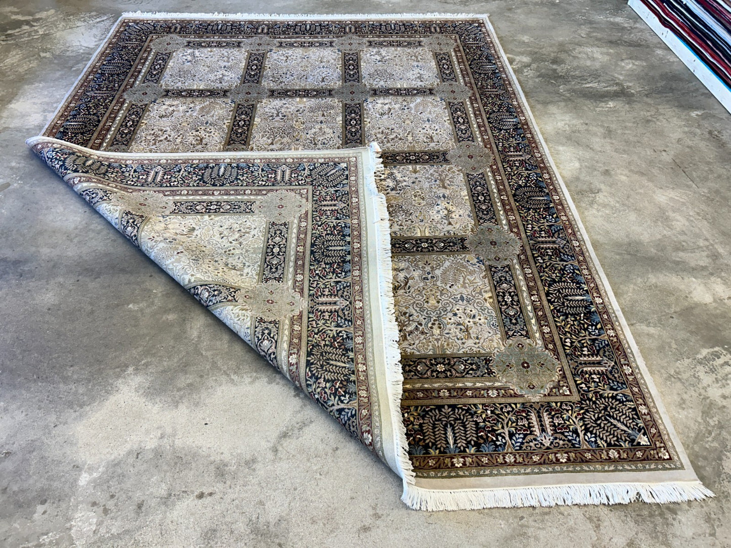 9'2"x12'4" Fine Hand-Knotted 100% Wool Pile Floral Carpet - Area Rug