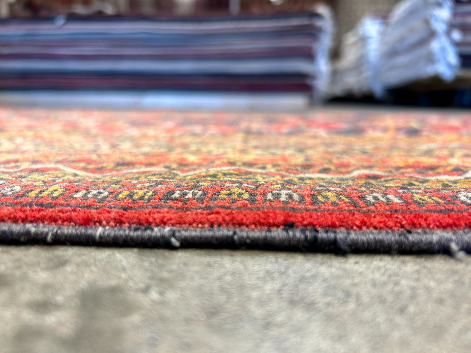 3'11"x6'3" Hand-Knotted 100% Wool Pile Geometric Rug