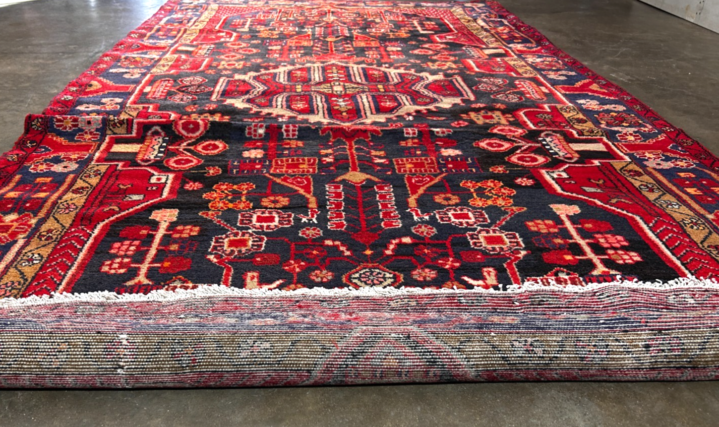 5'0" x 9'5" Hand-Knotted 100% Lamb Wool Pile Hamadane Area Rug- Carpet