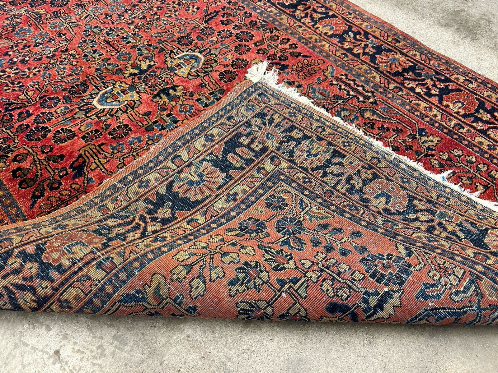 4'9”x6’3” Antique Fine Wool Sarouke Rug Hand-knotted Carpet